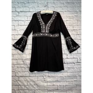 🔥SALE Cejon Black Floral Embroidered Coverup for Beach Pool sequins size L A479
